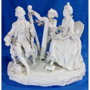 German Blanc De Chine Antique UNTERWEISSBACH Musician Porcelain Sculpture Statue